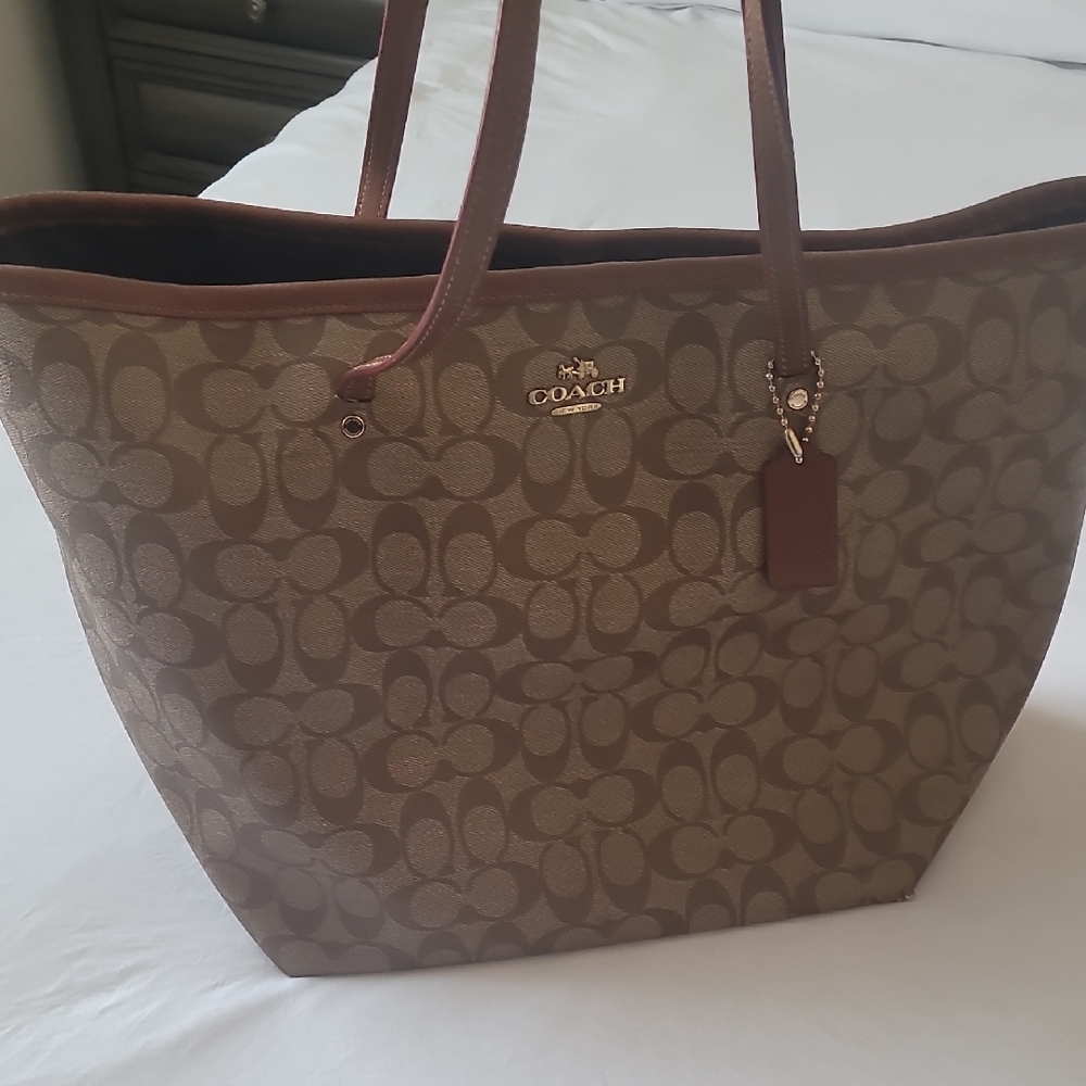 Coach Tan and Brown Signature Tote
